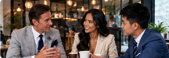 The CYBRITAL team discussing business together